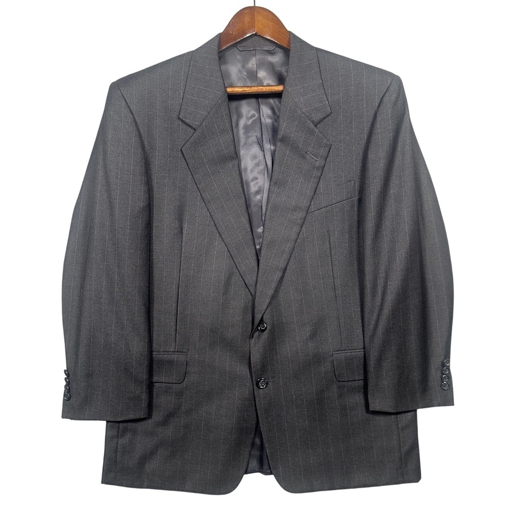 Hickey Freeman Blazer Mens‎ 43R Charcoal Gray Pinstripe Wool Suit Jacket